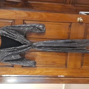 Belted metallic pleated dress